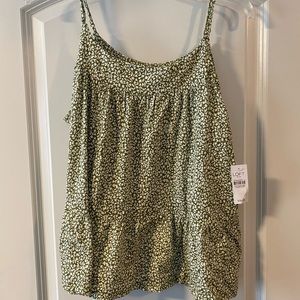 NWT Loft Green Floral Tank Top
